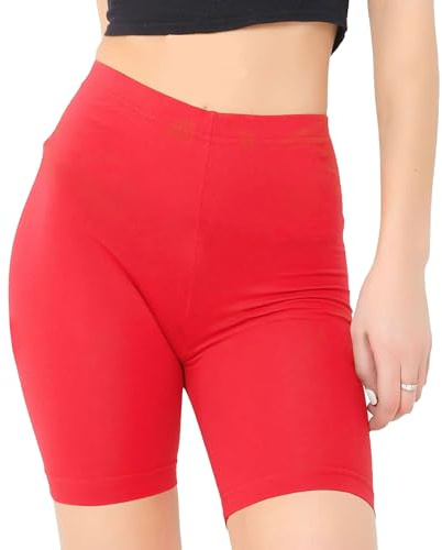 The Fancy Dress® Women's Cotton Cycling Shorts - Ladies Yoga Gym Workout Running Cycling Sports Shorts Stretchy 1/2 Length Over-Knee Legging Plus Size 6-30