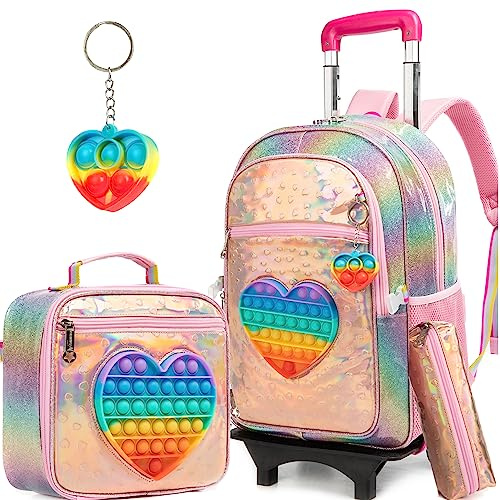 HTgroce Schulranzen Mit Rollen, Toy Schulranzen Trolley Kinder, Trolley Rucksack Mädchen, Schultasche Zum Ziehen Mädchen