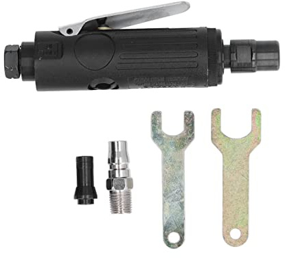 Druckluft-Stabschleifer, Pneumatische Schleifmaschine aus Aluminiumlegierung, 25000 U/min, Gerade Winkelschleifer mit 3mm und 6mm Klemmkapazität, Polierwerkzeug-Set für Metall