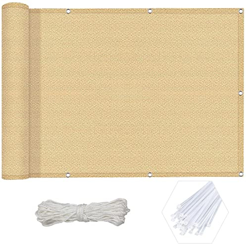 NINGBAI Pantalla para Balcón Jardín 125 x 750 cm Malla de Ocultación, Toldo Lateral Cubierta de Balcón HDPE 220 g/m² Protección UV para Jardín Terraza, Amarillo