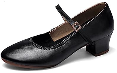 Zapatos de Danza de Tacón para Mujer Zapatos Bailarina Zapatos de Baile Latino, Salsa Mercedita de tacón Mary Jane (Negro, Adulto, Mujer, 40, Números, Sistema Tallas Calzado EU, Mediano)