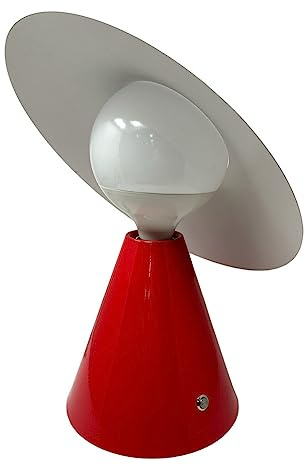 Vetrineinrete® Lampada da tavolo decorativa con paralume a cappello orientabile stile contemporaneo lume da comodino E27 (Rosso)
