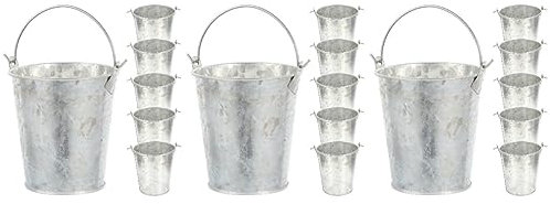 ERICAT 18 Pcs small tin bucket tiny containers plant vase trash can for office metal buckets small metal bucket small bucket with handle flower pot garden planter decor small planter iron/1344