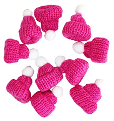 Ciieeo 10 Stück Mini-Weihnachtsstrickmützen zum Basteln von Puppen Strickmützen für Christbaumschmuck Kleine Mützen für Diy-Haarschmuck