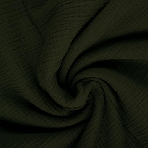 Textrend Doppelter Gaze-Musselin Stoffe Meterware - Stoff zum Nähen - Musselin - Weiches Antiallergisches Material - Textilien 1x1.45m - Stoffe Meterware (Wintermoos)