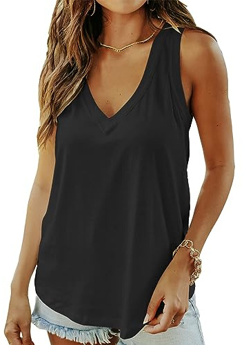 AirMood - Camiseta Sexy de Verano para Mujer sin Mangas con Ajuste Holgado, Negro, L