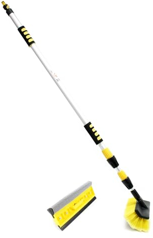 XPOtool 2in1 Spazzola e lavavetri con Manico allungabile 145-300cm per Lavaggio Auto Veicoli