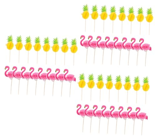 Vaguelly 48stücke Teiliges Kreative Honigwaben-papier-kuchenstecker Flamingo Ananas Dekoration Für Kindergeburtstag Und Shower Torten-deko Für Jede Feier