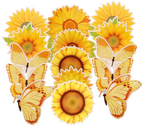 EXCEART 45St Sonnenblumen-Decoupage Gänseblümchen ausgeschnitten Blumenwand kreativset papierschere Frühlingsdeko fürs Büro Papierblumen Sonnenblumen-Frühlingsausschnitte die Blumen Feder
