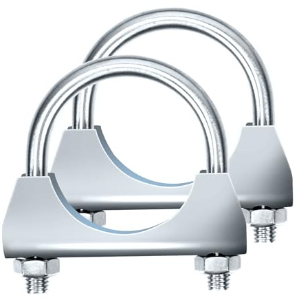 Glarks 2 x abrazaderas en U para escape de 45 mm (1-3/4 pulg.) Abrazaderas de escape con diseño de brida en forma de sillín para tubo de escape