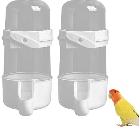 2 PCS Bird Water Dispenser Plastic Bird Water Feeder Bird Food Container Automatic Bird Cage Accessories Suspended Bird Cage Feeder for Budgie Parakeet Cockatiel 200ML, Bird Feeder Cage