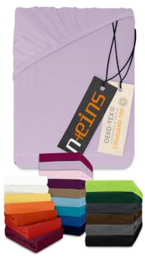 npluseins Lenzuolo con angoli classico in jersey - tanti colori e misure - 100% cotone 159.192, 80-90 x 190 cm, lilla