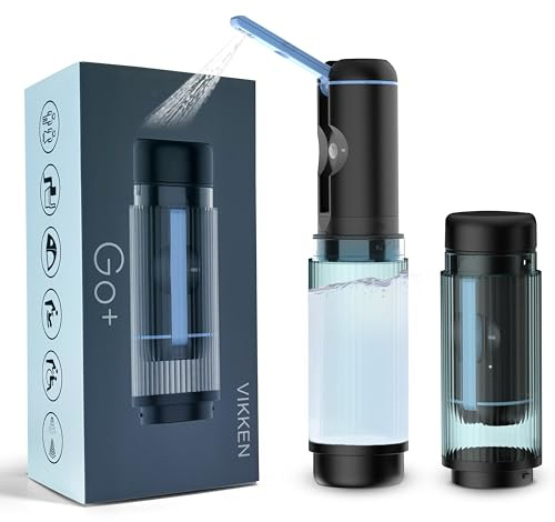 VIKKEN® Go+ max High Pressure Bidet USB-Type C Mobile Electric Rechargeable Handheld Portable Travel Bidet Hygiene Self-Care Ultra Strong Water Sprayer, 300ml Blue Trim