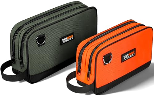 TUFFWORX Werkzeugtasche, kleine Werkzeugtasche, Aufbewahrungstasche mit mehreren Fächern, Grau und Orange, 2 Stück