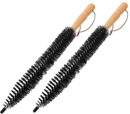 SWOOMEY Brosse de Ramonage en Acier Inoxydable et Nylon Poignée Ergonomique 2pcs pour Nettoyage Profond des Conduits D'aération et Poêle à Granulés