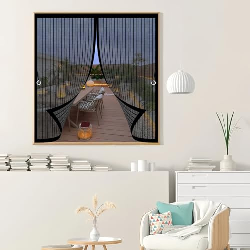 Mosquitera Ventana Magnetica 106x94cm(W x H) Protección Contra Insectos, Malla Fina, Mantiene El Aire Fresco, Mosquitera para Ventana para Puerta Corredera, Puerta de Salón, Negro