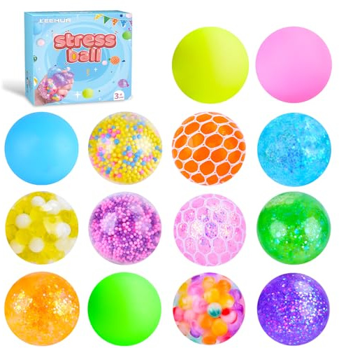 Pallina Giocattoli Antistress 14 Pezzi Palle Antistress, Giocattoli da Decompressione Palline, Giocattoli Ansiolitici Anti-stress per Bambini e Adulti, Regali di Compleanno, Regali per Feste e Classe