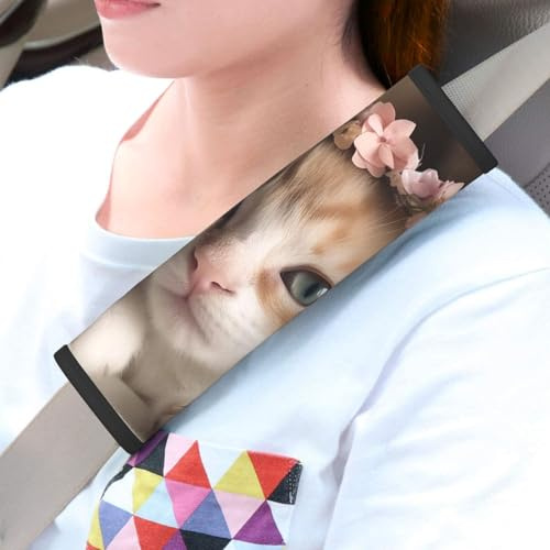 QMNSEHF 2 cuscinetti universali per cinture di sicurezza auto, copertura per cintura di sicurezza con animali carini, cuscinetti per cinture di sicurezza, accessori interni auto