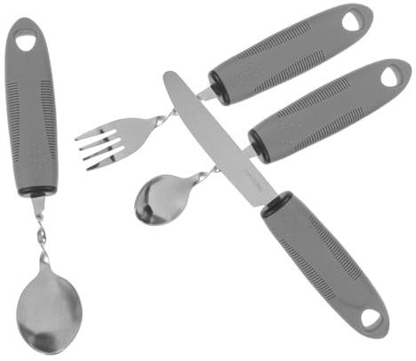 Veemoon Vajilla Antivibración Adaptable Para Personas Mayores Discapacidad Utensilios Portátiles Antideslizantes Para Adultos Incluye Cuchara-tenedor Para Uso Casa o Restaurante