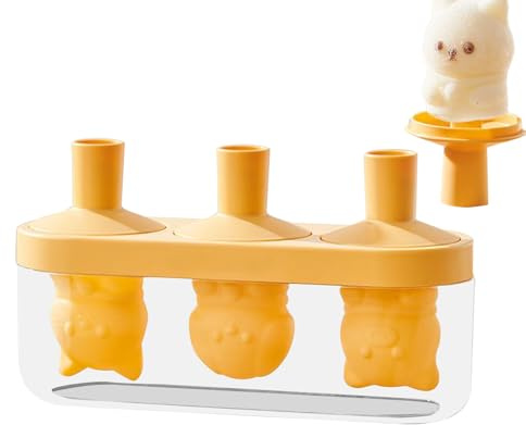 Ruwshuuk Bandeja de helado | Moldes de silicona de 3 cavidades a prueba de fugas – Herramientas especiales para niños pequeños, días calurosos, frutas, camping, beber