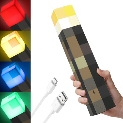 Meleager 3D Torcia Lampada, 28CM Torcia Luci Notturne, Luci da Parete per Bambini, 4 Colori Regolabili, Lampada da Comodino, Regalo per Giocatori