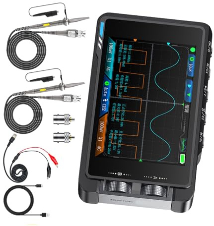 BLNGET DS215H - Generador de señales de osciloscopio digital 2 en 1 de mano con salida de forma de onda ajustable, dispositivo de mantenimiento profesional en varios idiomas