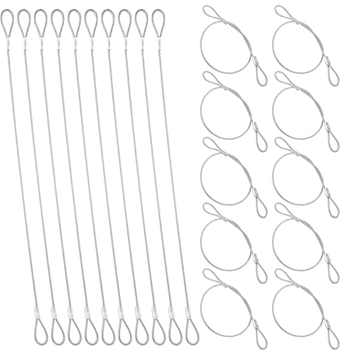 20-pack rostfritt stål kabel med öglor 30 cm säkerhetskabelkedja, vajer, rep, bagagelås, flexibelt trådlås, 2 mm tjocklekskablar, sladdlås, för utomhusgrindar, scenbelysning, uteplats möbler