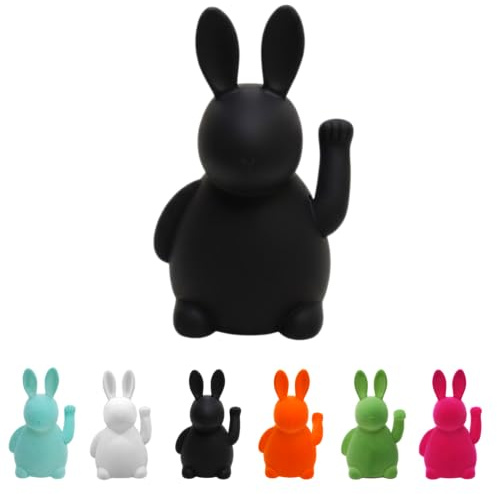 Klocke Dekorationsbedarf Winke-Hase Oster-Dekoration mit Winkearm – Beflockte Hasenfigur - Batteriebetrieben - Deko-Objekt für Ostern & Frühling (Schwarz)
