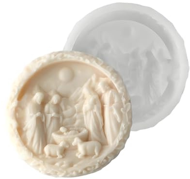 per Presepe in Resina | ni per Gesso Natività di Gesù | Stampo Silicone 3D Rotondo Facile Distacco per Natale | per Progetti in Gesso Cioccolato Sapone Fondente Resina