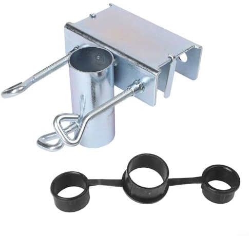 Outdoor Parasol Fixing Bracket Steel Balcony Umbrella Holder Clamp with Plastic Lining for Camping Beach and Garden Umbrellas up to 3.8cm Pole Diameter Silver
