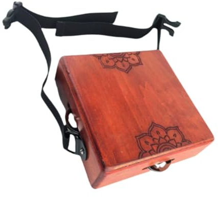 Amagogo Tambor de Mano de Madera de Dos Tonos, Instrumento de Percusión, Caja de Metal, Pandereta