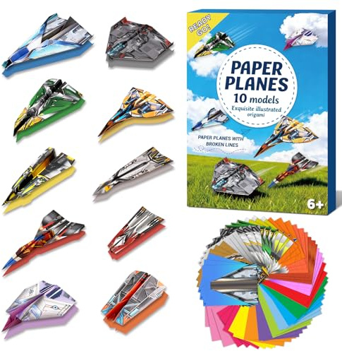 HAPMARS 60 Blatt Papierflieger Bastelset mit Anleitungsbuch für Kinder 6-12 | Papierflieger Bastelset Origami Set Kreativ Geschenk für Jungen Mädchen, Geburtstagsgeschenk, Beschäftigung