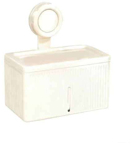 Scatola per fazzoletti con ventosa senza trapano, per bagno, porta asciugamani di carta da parete con copertura impermeabile, scaffale compatto in ABS per doccia, WC, cucina (bianco)