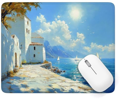 Alfombrilla Ratón 420 x 350 mm, Costero Alfombrilla Ratón Gaming, A-835 | Pequeña Mouse Pad con Impermeable y Antideslizante, Mousepad Océano Mejora la Precisión y Velocidad, para PC Teclado Gamer