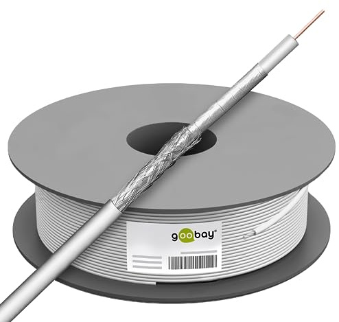 Goobay 27528 SAT Koaxialkabel Satellitenkabel 100 dB / Antennenkabel 100m / 2fach geschirmt / Kabelfernsehen HDTV - DVB-T - DVB-S Fernsehkabel / Class A CCS Koax SAT Kabel / Weiß / 100m