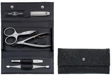 Zwilling Twinox Crystal Druckknopf-Etui, 5-tlg. Rindleder, schwarz
