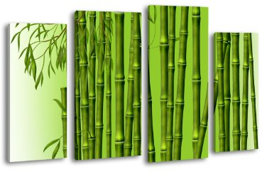 wandmotiv24 Leinwandbild Bambusstämme LW372 Wandbild, Bild auf Leinwand, 4 Teile, 180x100cm, Kunstdruck Canvas, XXL Bilder, Keilrahmenbild, fertig aufgespannt, Bild, Holzrahmen, Asia, Natur, Grün,