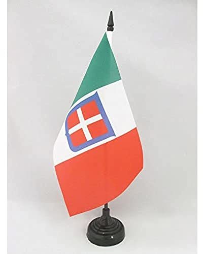 AZ FLAG Bandera de Mesa Estado del Reino de Italia 1861-1946 21x14 cm | Uso interior Bandera de escritorio italiana real Regno d'italia 1861-1946 acabado cosido y bordes reforzados poliéster 100D