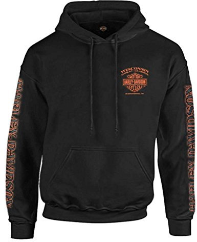 Harley-Davidson Men's Eagle Piston Long Sleeve Pullover Hoodie, Black 30299949