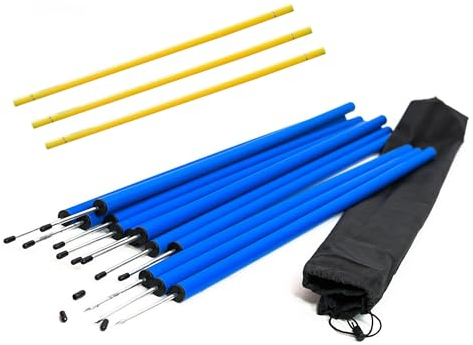 Beach & Pool Agility Set für individuelles Hundetraining, Hürden und Slalomstangen mit massiven Erdnägeln, Hundesport