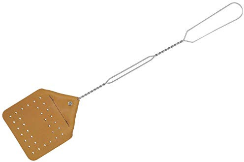 Amish Valley Products Fliegenklatsche aus Leder, handgefertigt, Drahtgriff, braun
