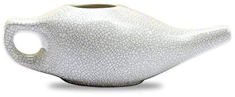 Ancient IMPEX Ceramic Neti Pot 250 Ml (Crackle Ivory) with 5 Sachets Neti Salt | Natural Remedy for Sinus Rinse, Congestion & Nasal Hygiene | Ayurvedic Nasal Irrigation Pot