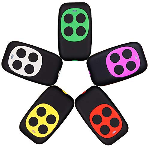 XIHADA Universal Garage Door Opener Remote Universal Gate Opener Remote Cloning Homelink Programmable Learning Key Fob 4-Buttons Multi Frequency 280MHZ-868MHZ (5, White, Red, Green, Yellow, Purple)