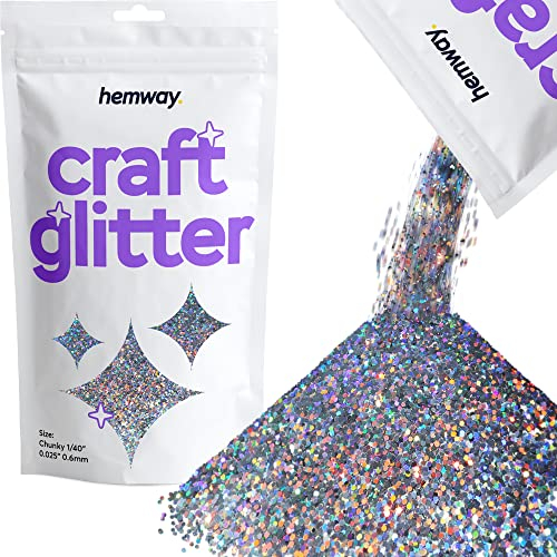 Hemway Craft Glitter 100g 3,5 Unzen Chunky 1/40 0,025 0.6MM (Silber Holographic)