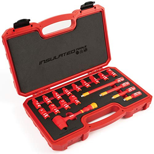 Titan 66100 18-Piece 1/4 Drive VDE Insulated Socket Set | Getestet und zertifiziert bis 1000 VAC, EN 60900, PAK-frei, geformter Aufbewahrungskoffer im Lieferumfang enthalten
