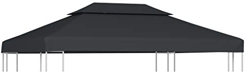vidaXL Pavillon Ersatzdach 310 g/m² 4x3m Pavillondach Dachplane Ersatzbezug Dach mit Kaminabzug Anthrazit