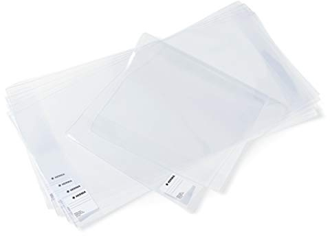 HERMA 14265 Buchumschläge 26,5 x 54 cm Basic, 10 Stück, Buchhüllen mit Beschriftungsetikett und Kantenschutz aus abwischbarer Polypropylen-Folie, Buchschoner Set für Schulbücher, transparent
