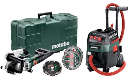 Metabo Set Mauernutfräse MFE 40 + Allessauger ASR 35 M ACP mit 20 mm Diamantfrässcheibe 2 UP und 2 Diamant-Trennscheiben Classic UC; Kunststoffkoffer