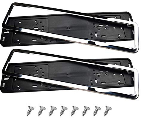 2pcs Kennzeichenhalterung Chrom Matt, Nummernschildhalterung Edelstahl Auto, Autozubehör Autokennzeichen Halterung, Kennzeichenhalter für Autos für Deutsche Standardkennzeichen (Silber)