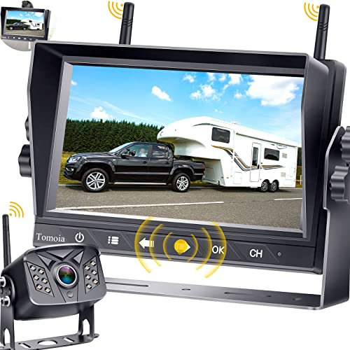 Tomoia Caméra de recul sans Fil WiFi étanche 7 LCD Split Monitor Touch Key Screen DVR Recorder Système de Vue arrière pour Camping-Car, Van Camion T5